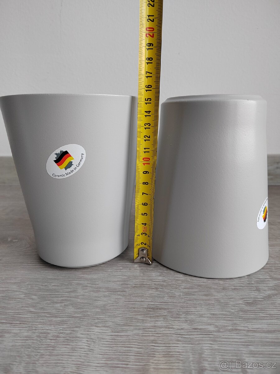 Keramicky obal / kvetinac sedy - 2ks - 4