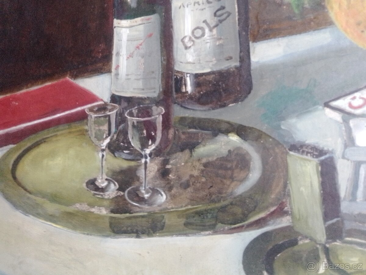 Zátiší s bolsem, olej/deska - 4