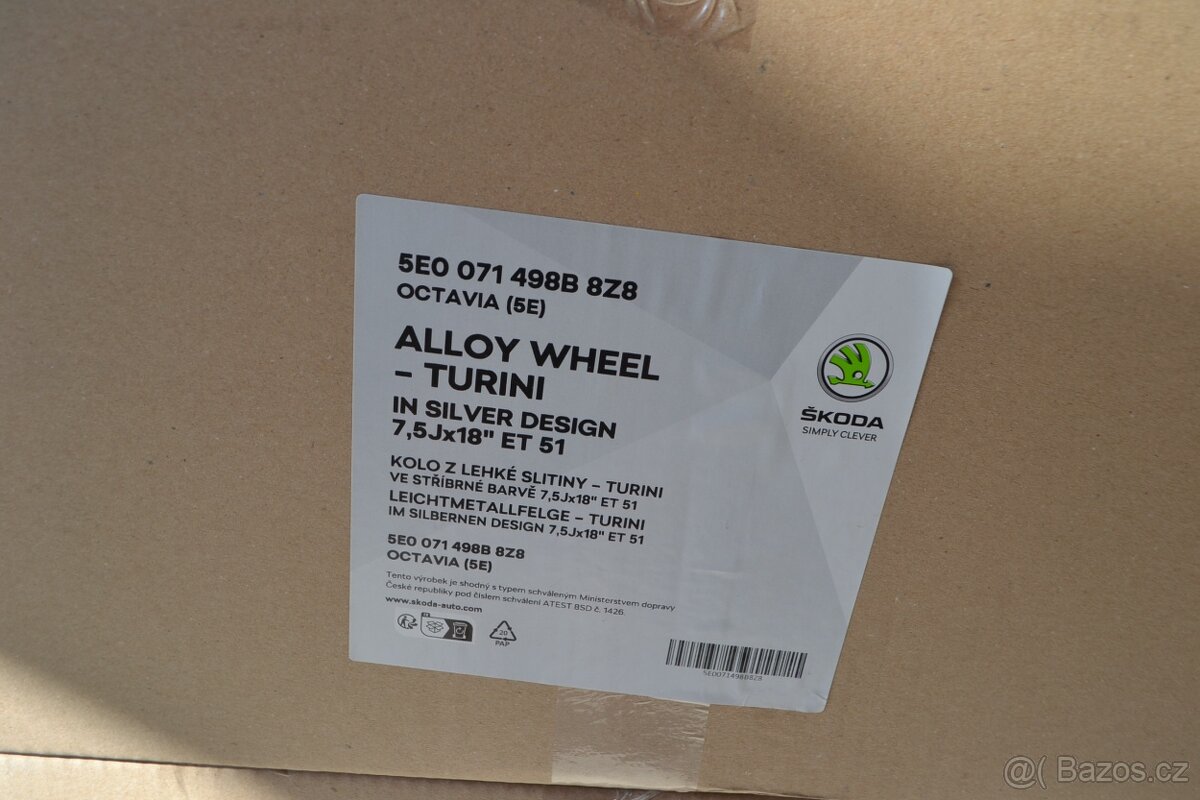 Škoda Octavia III RS–NOVÉ 18 Alu disky 7Jx18 ET51,silver - 4