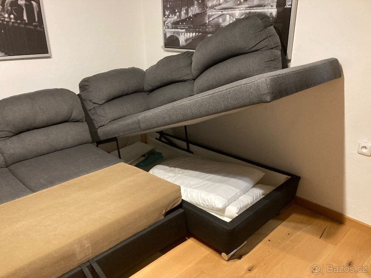 Rozkládací sedačka s úložným prostorem – - 4