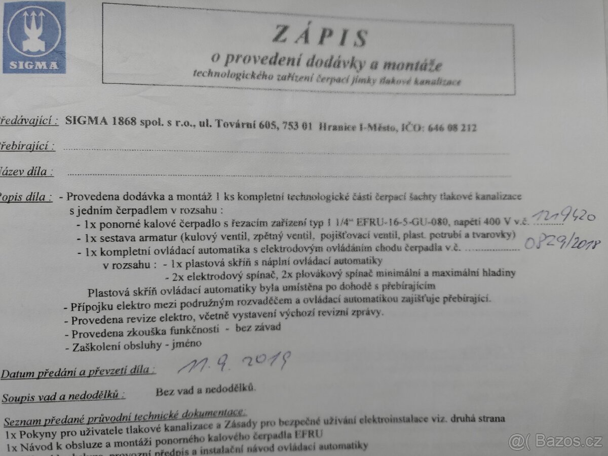 Sigma tlakove čerpadlo - použité - 4