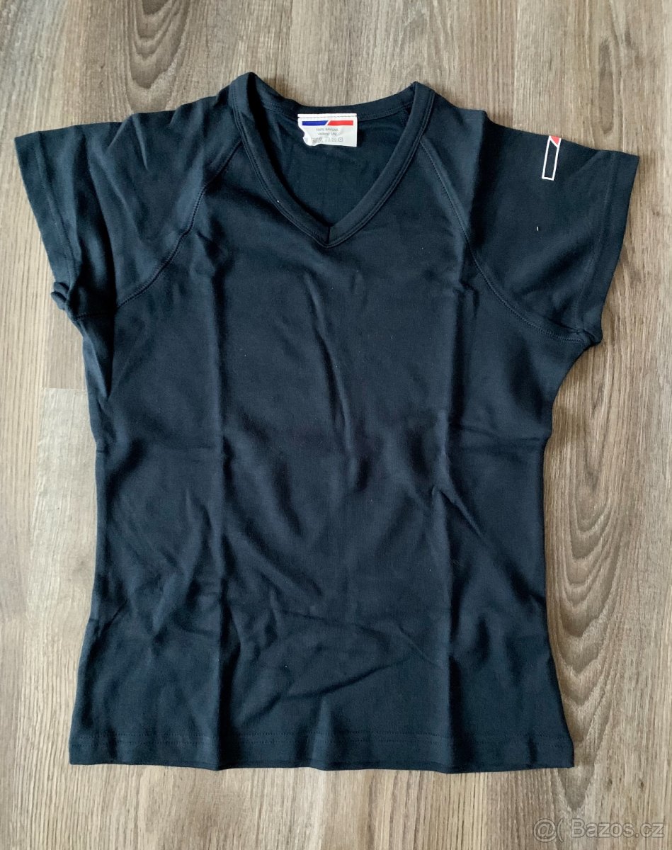 Nové dámské tmavě modré triko s krátkým rukávem do V - 4