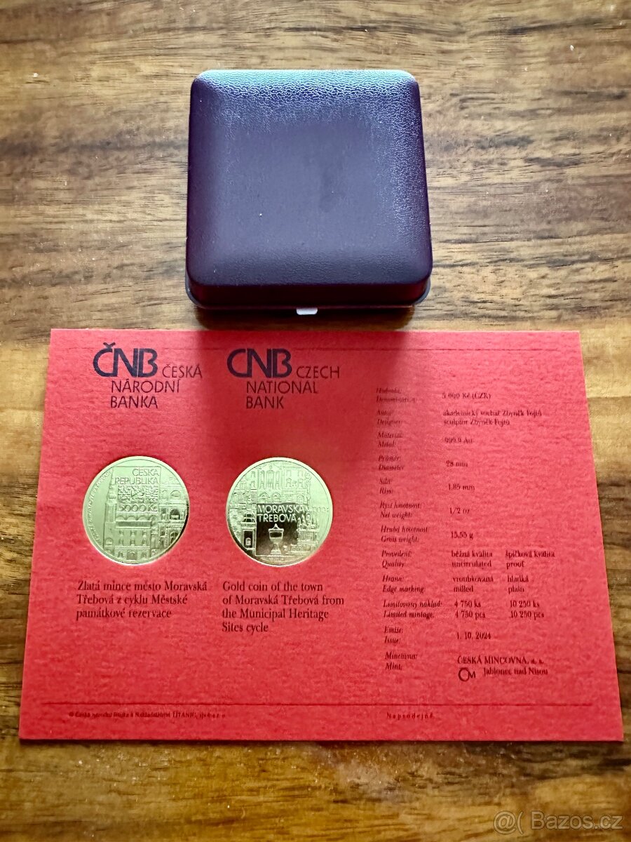 Zlatá mince ČNB 5000 Kč Moravská Třebová "BĚŽNÁ KVALITA" - 4