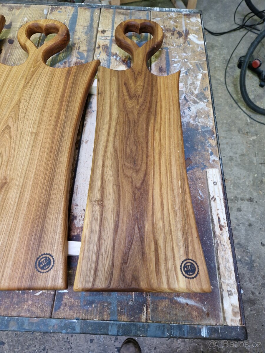 Masivní dřevěná prkénka, servírovací podnosy - 4