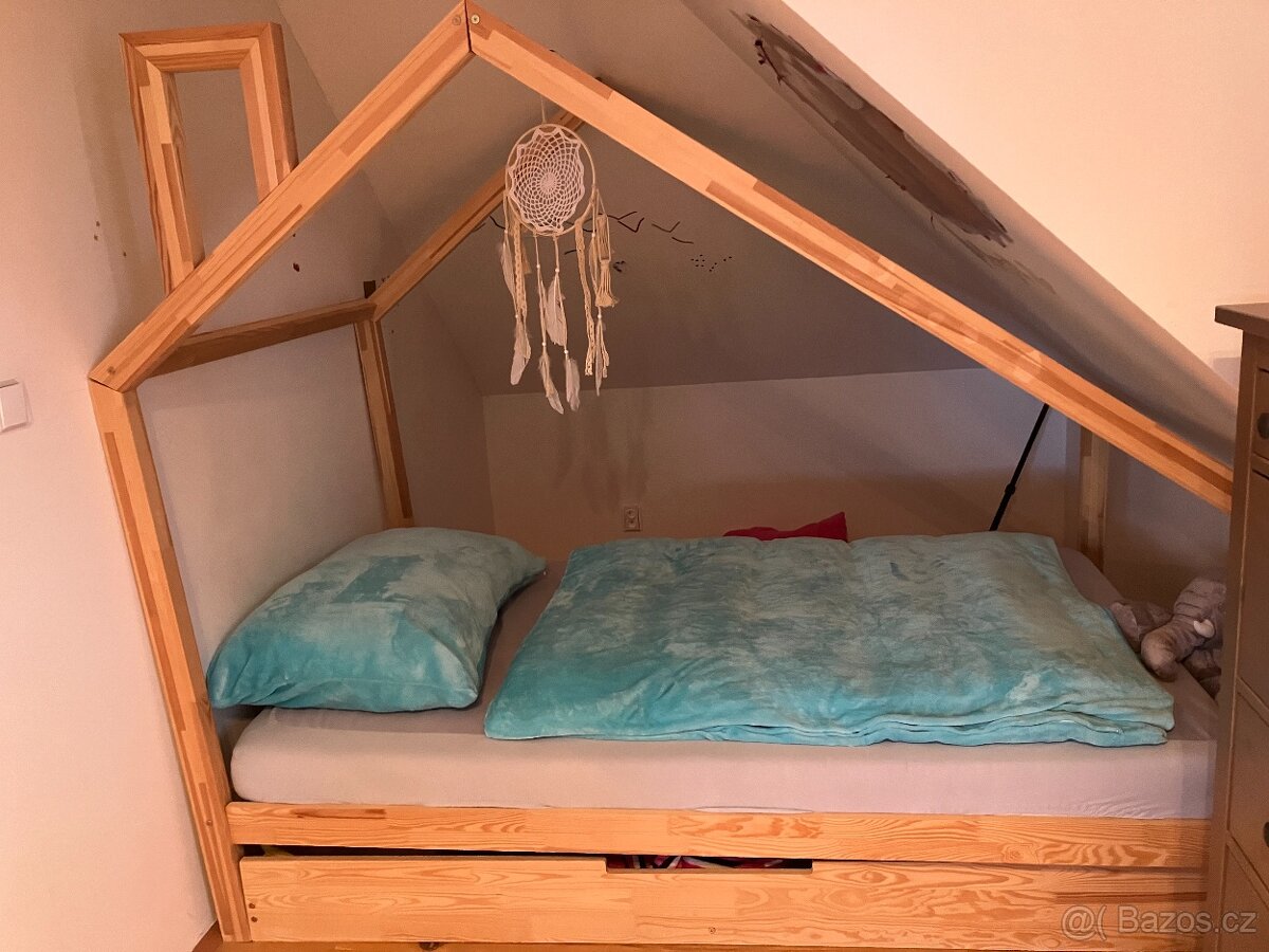 Dětská domečková postel s úložným prostorem - 4
