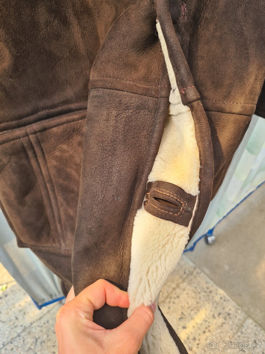 Semišový kožich (pravá kůže) s pravým beránkem uvnitř - 4