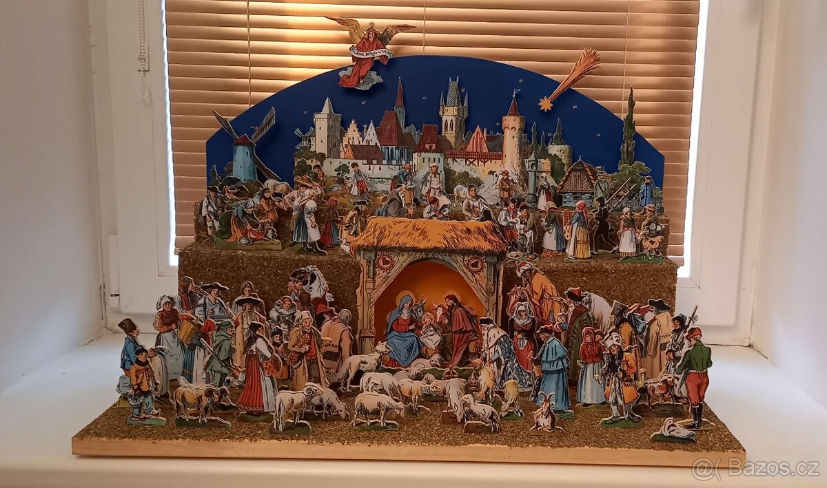 Mikoláš Aleš - ručně vyřezávaný osvětlený betlém - 4