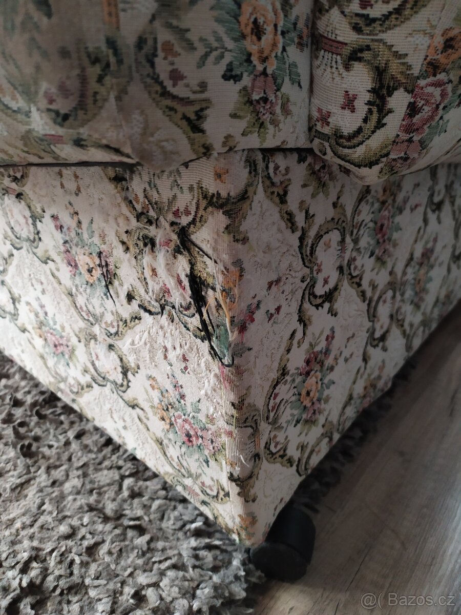 Vintage křeslo ušák s květinovým vzorem - 4