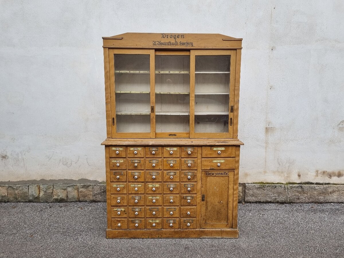 KRÁSNÝ STARÝ KUPECKÝ REGÁL V PŮVODNÍ PATINĚ-NĚMECKÝ REGÁL - 4