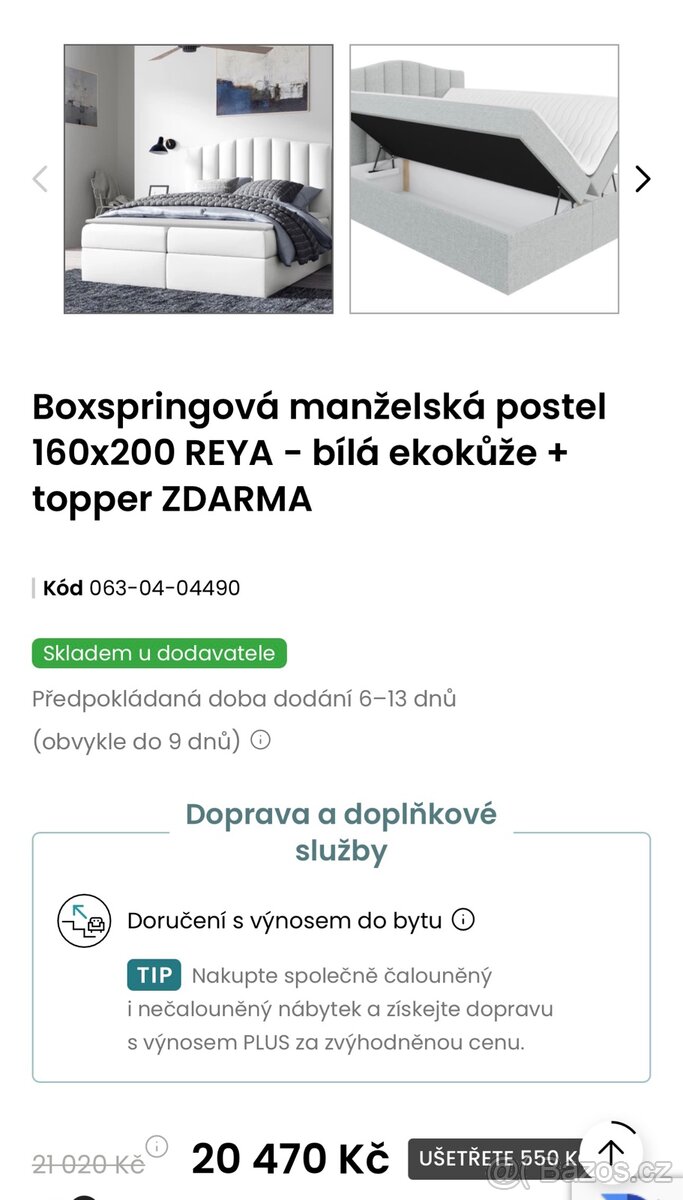 Čalouněná postel 160x200 bílá - 4