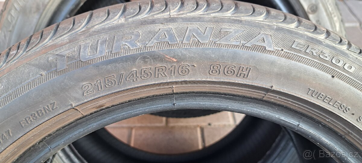 215/45 R16 86H Bridgestone Letni cca 65%. - 4