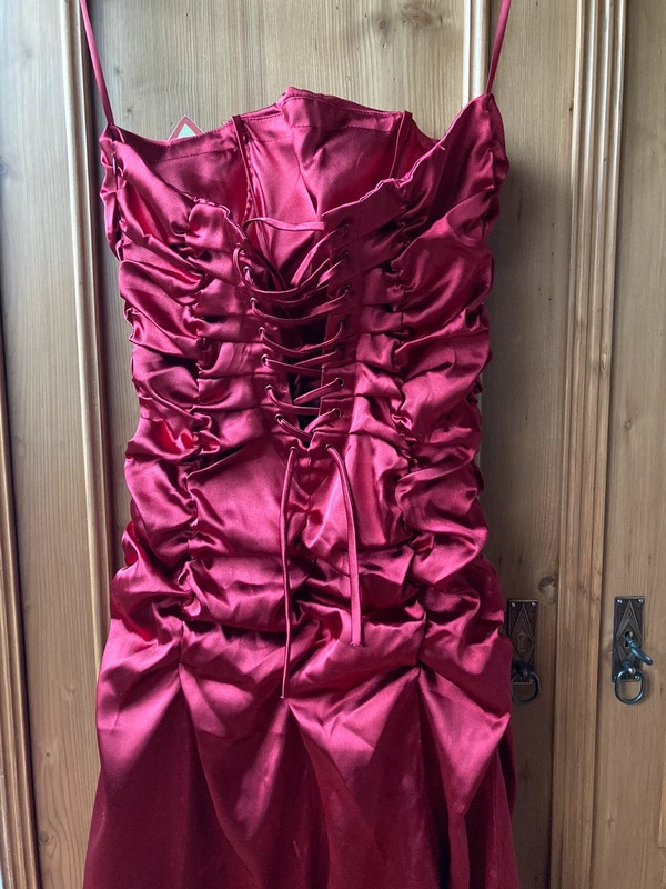 Plesové červené vínové dlouhé šaty - 4