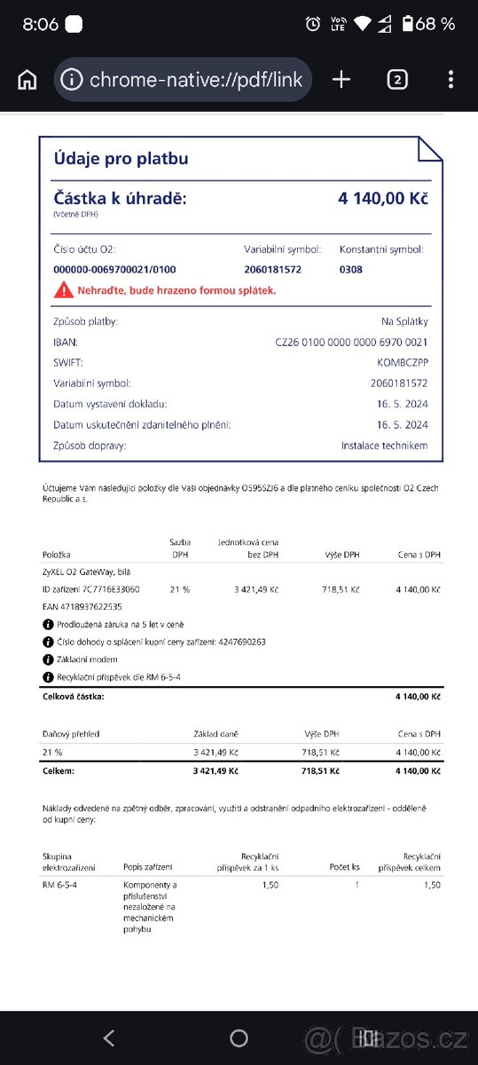 Router Zyxel O2 Gateway modem v záruce - 4