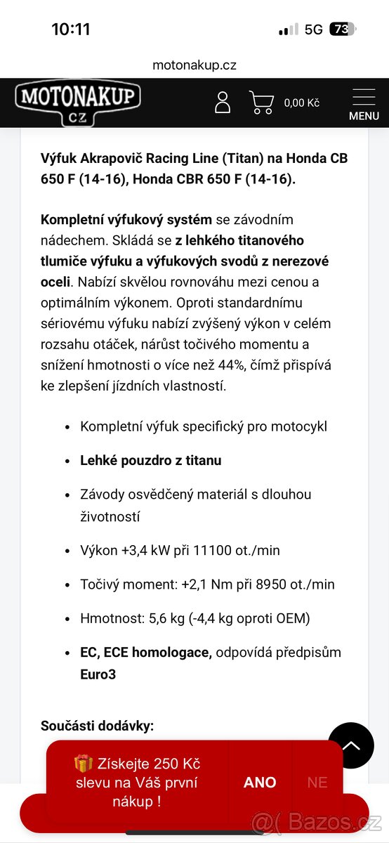 Prodám výfuk Akrapovič na honda cb650 2014/2022 - 4