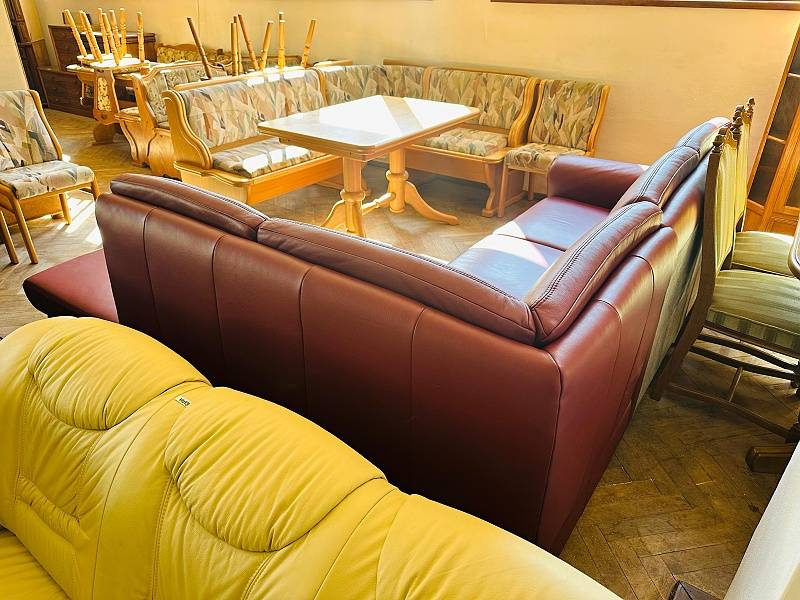 949 Kožená rohová sedací souprava sedačka vínová - 4