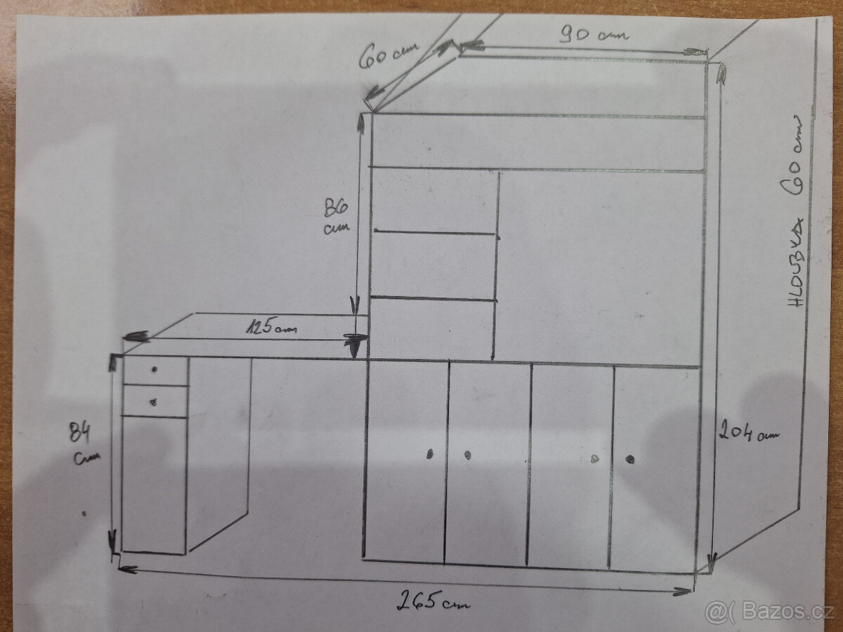 Stěna do obývacího pokoje s PC stolkem. - 4
