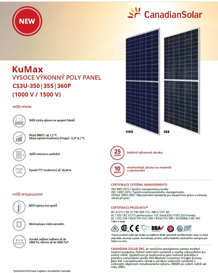 Solární panel Canadian Solar CS3U-360P 360 Wp - 4