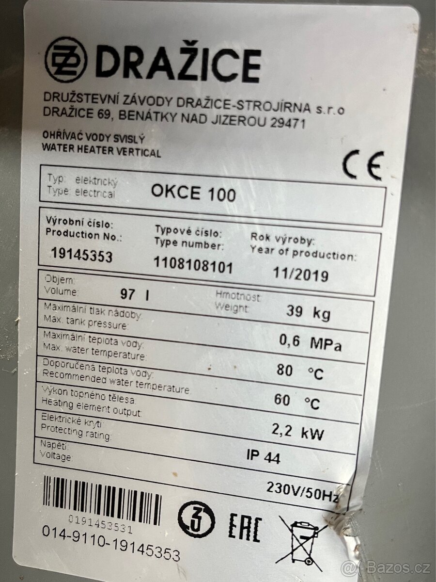 Bojler DRAŽICE OKCE 100 - 4