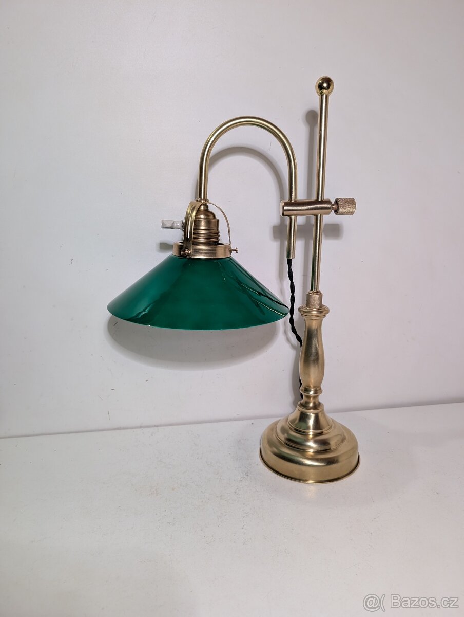 mosazná posuvná lampa, lampička, bankéřka, až 2 ks - 4