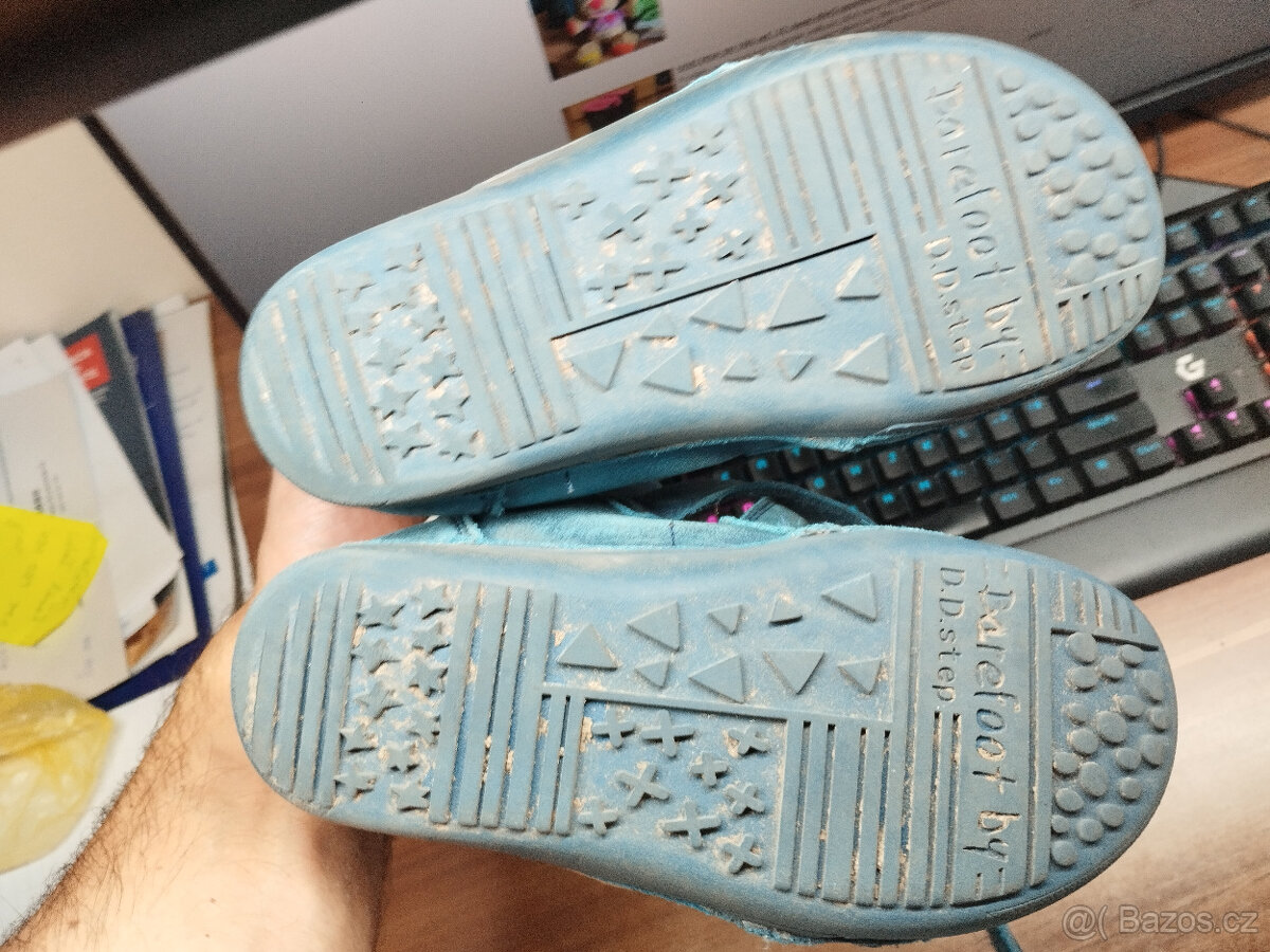 D.D step vel. 32 Dětské zimní kožené barefoot boty W063-4275 - 4