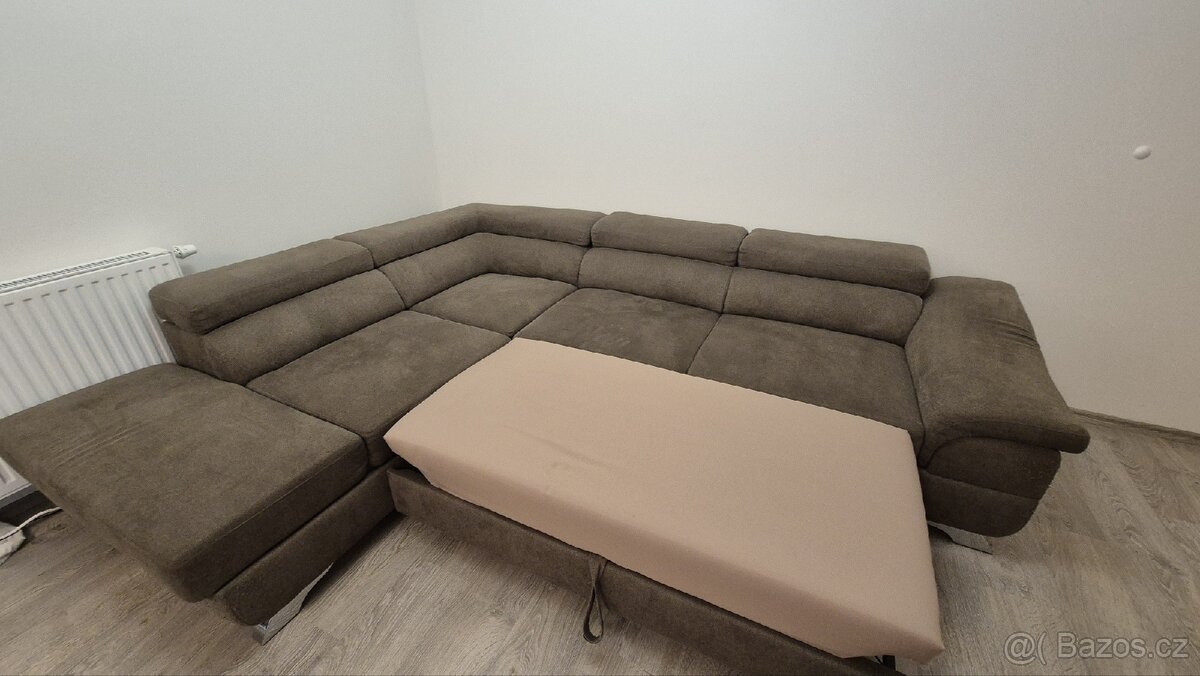 Hnědá sedačka/gauč do L - 4