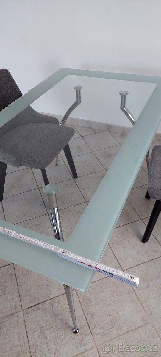 Skleněný stůl- nohy chrom - 4