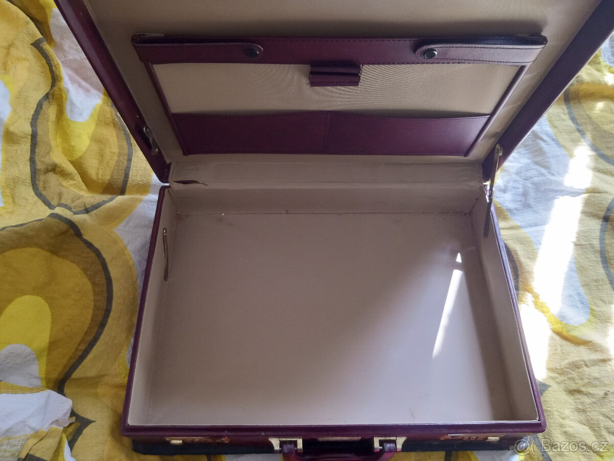 kufřík kožený hnědovínový retro - 4