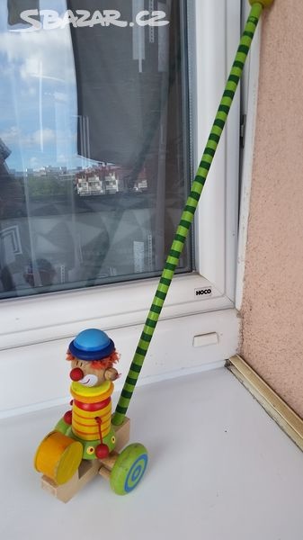 Dřevěná hračka šašek na tyči - 4