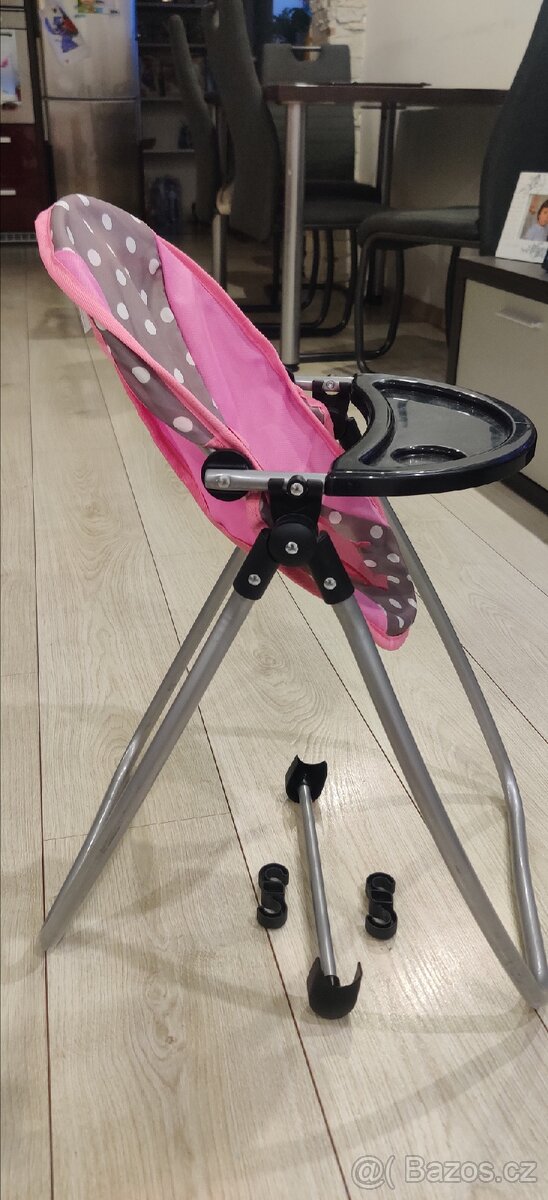 Houpačka pro panenky s jídelní židličkou 2v1 - 4