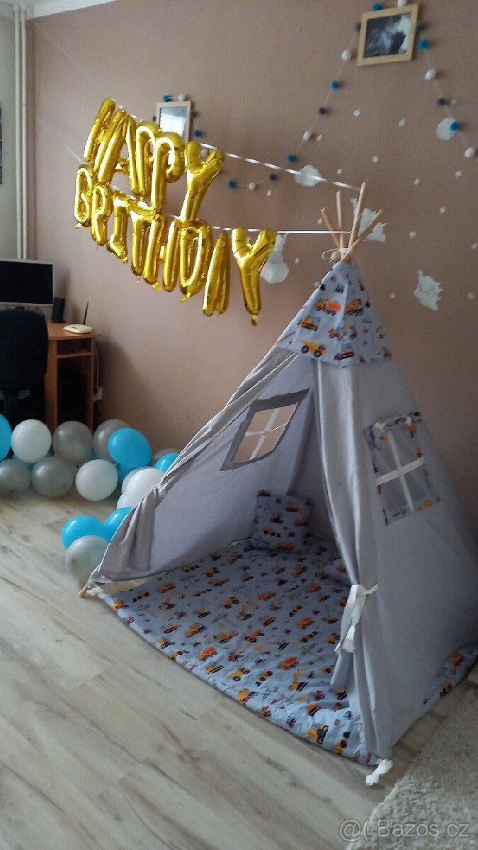 Dětský stan Teepee Stavební stroje - 4