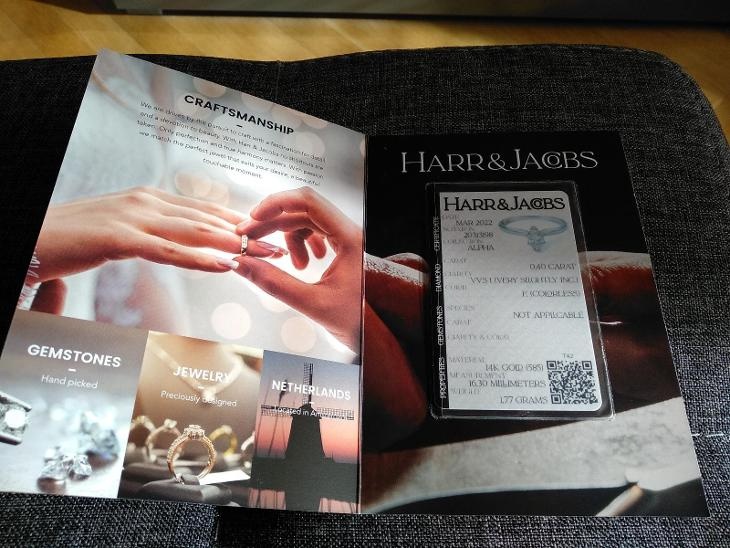 14K prsten s diamantem 0,40ct - Harr & Jacobs - certifikát - 4