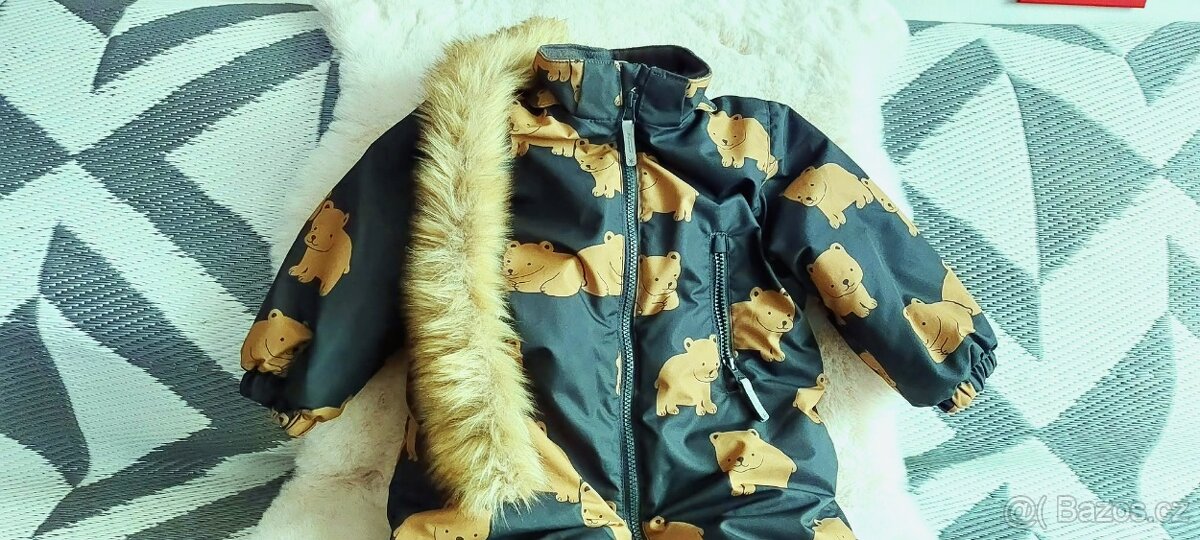 KRÁSNÁ ZIMNÍ NEPROMOKAVÁ KOMBINÉZA S MEDVÍDKAMA - 4