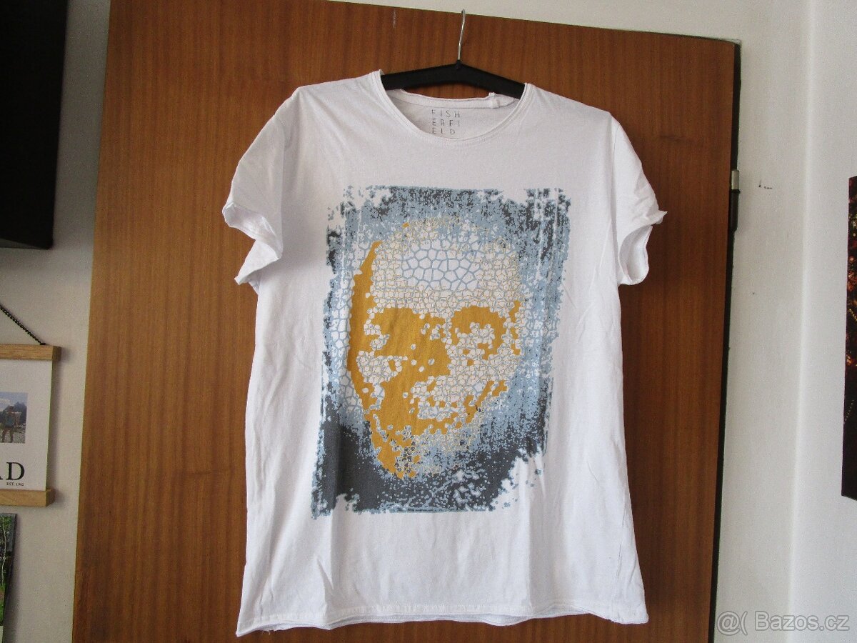 3x bílé bavl. chlapecké - pánské tričko s potiskem, vel. L - 4