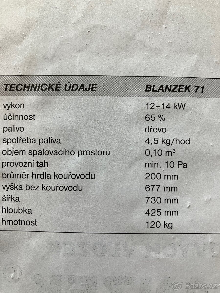 Krbová vložka BeF Blanzek 71V - 4