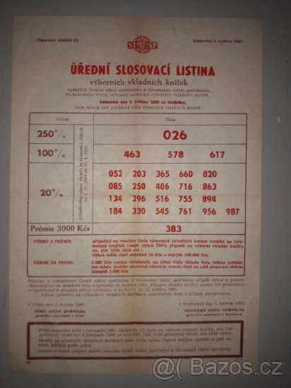 Úřední slosovací listina Spořitelny - 4