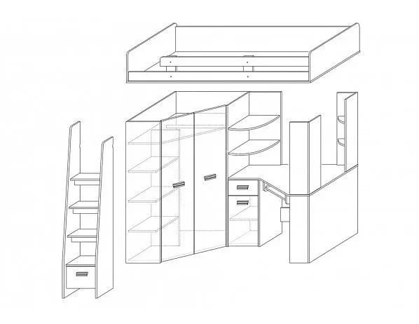 Multifunkční postel (stůl a skříň v jednom) - 4