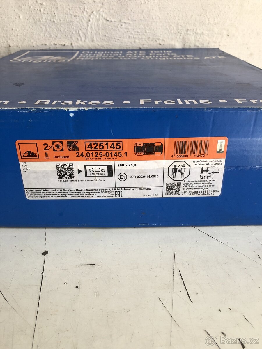 Brzdové kotouče ATE 288x25mm - 4