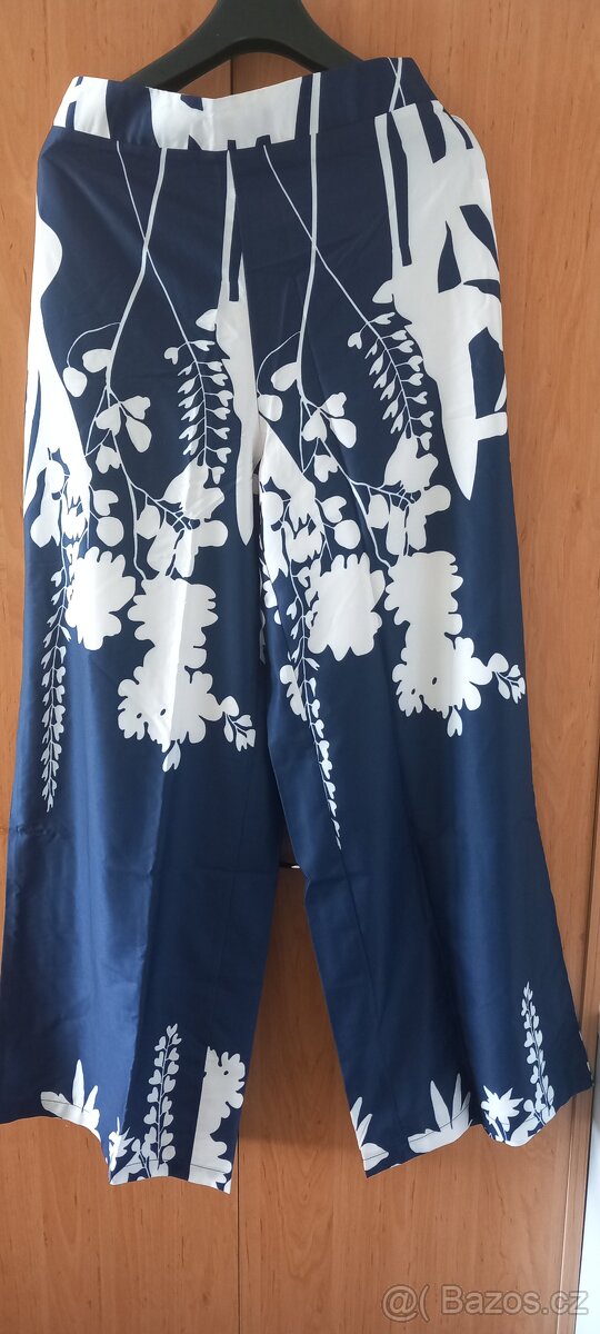 Modrobílé široké kalhoty - 4