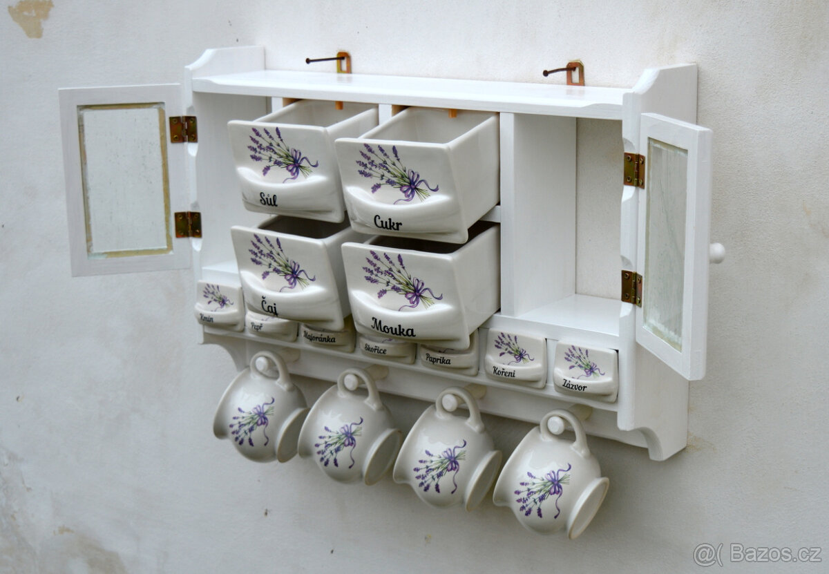 Police s kořenky do kuchyně - motiv levandule - 4