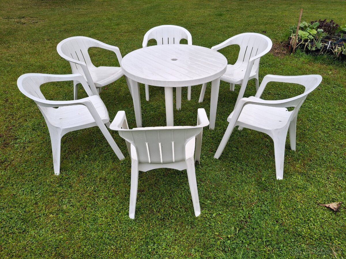Zahradní nábytek 6 židlí a stůl plast - 4