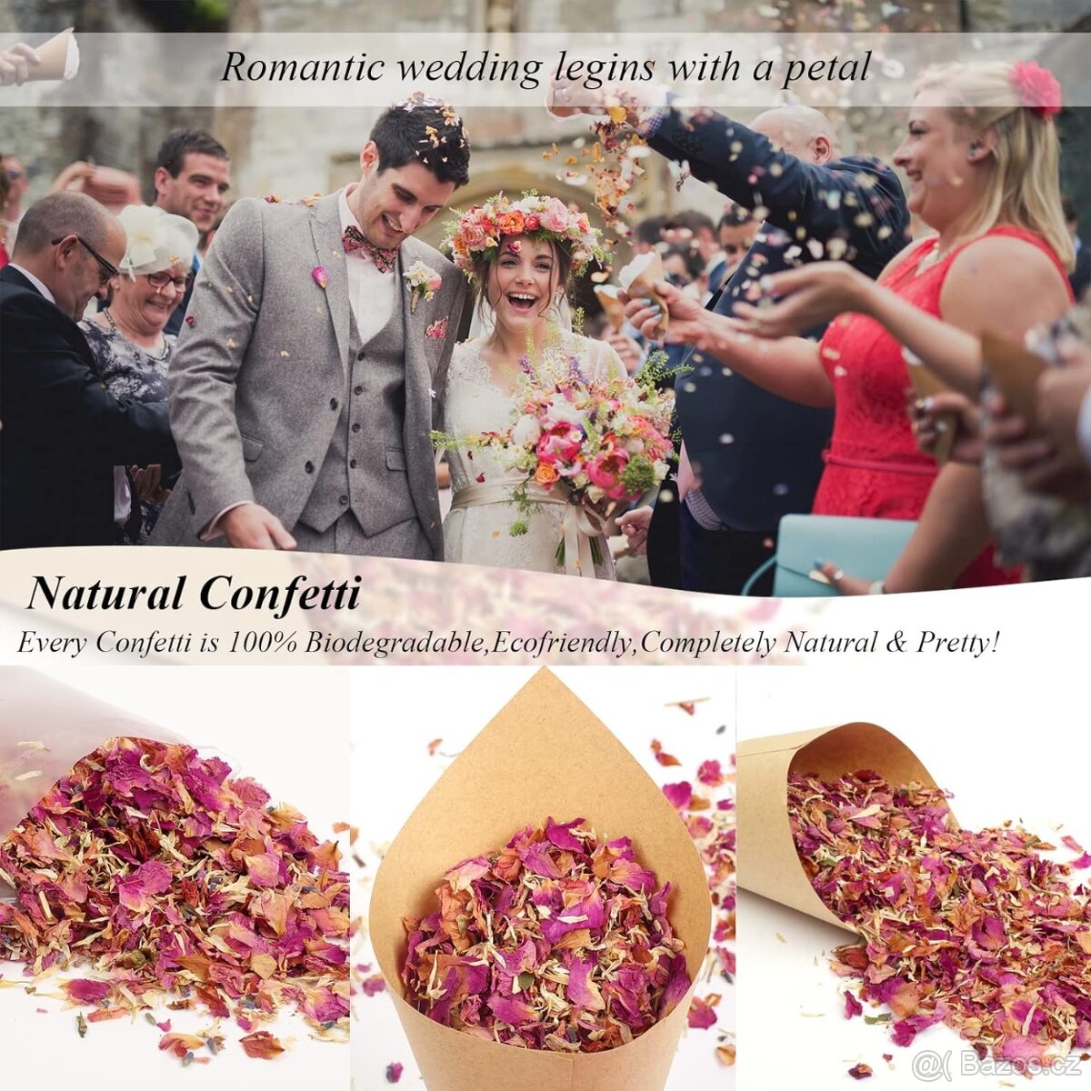 Svatební konfety - sušené květy růží - 4