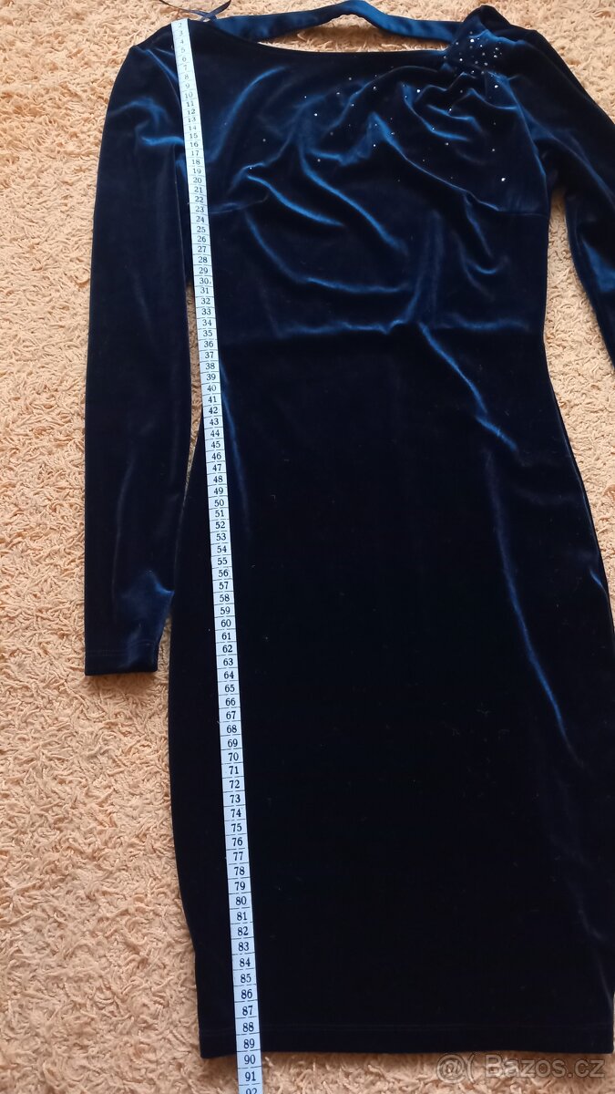 Tmavě modré sametové šaty Orsay, vel. XS - 4