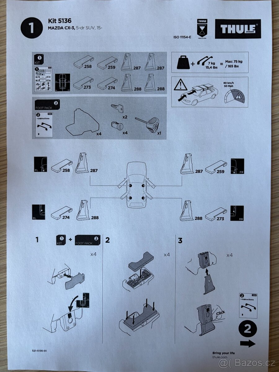 Thule Patky 7105 + kit Skoda, Mazda, Seat - 4