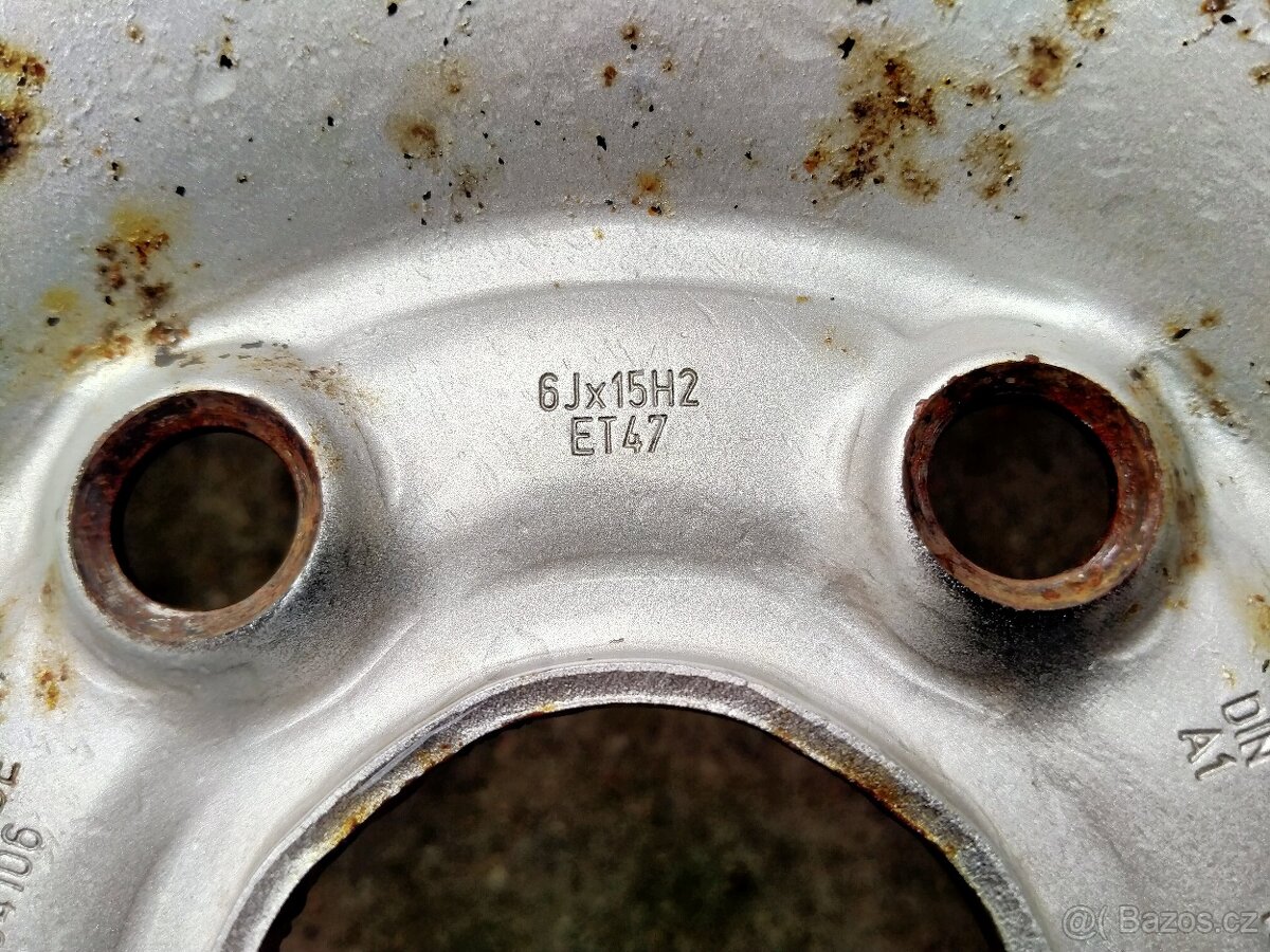 Ocelová kola 6J x 15, 5x112,ET 47, celoroční pneu 195/65 R15 - 4