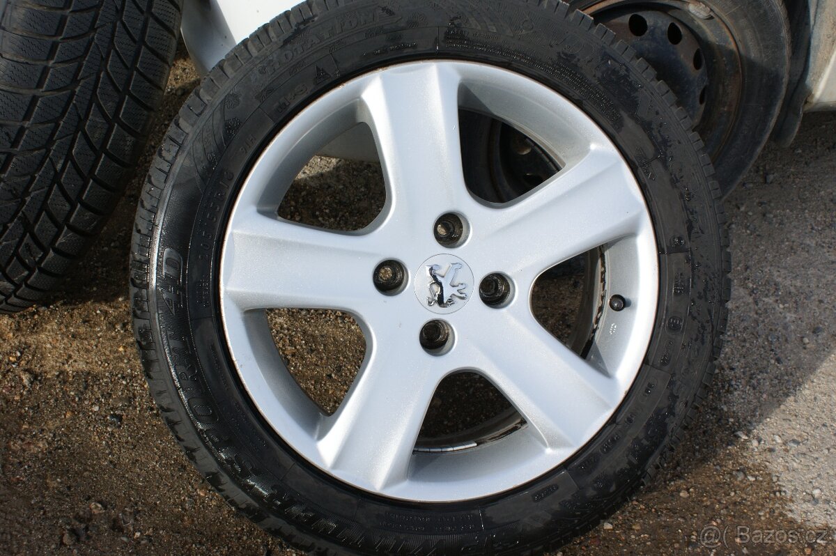 R16 Alu kola original Peugeot Ariane také Citroen zimni pneu - 4