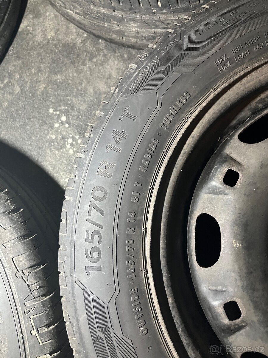 Plechové disky s pneu R14 Kola 5x100 VW - 4