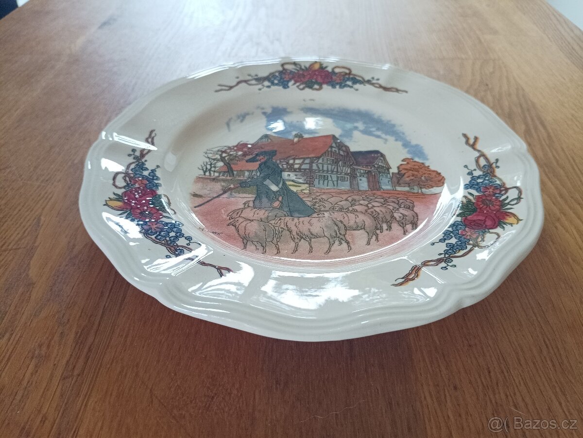 VINTAGE FAJÁNS TALÍŘ SARREGUEMINES HENRI LOUX FRANCIE - 4