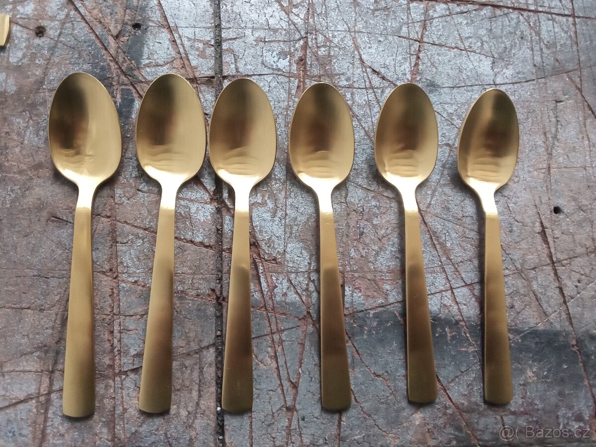 NOVÁ 24 dílná sada zlatých příborů Björn nepoužité - 4