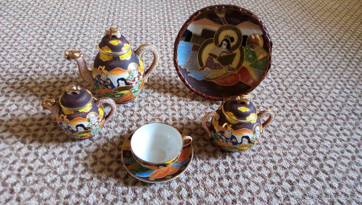 Starožitný čajový servis SATSUMA DRAGONWARE - 4