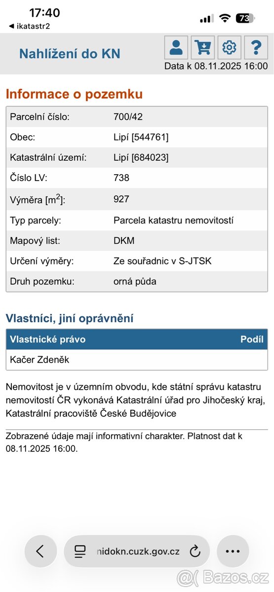 STAVEBNÍ PARCELA 927m2 Lipí u Českých Budějovic - 4